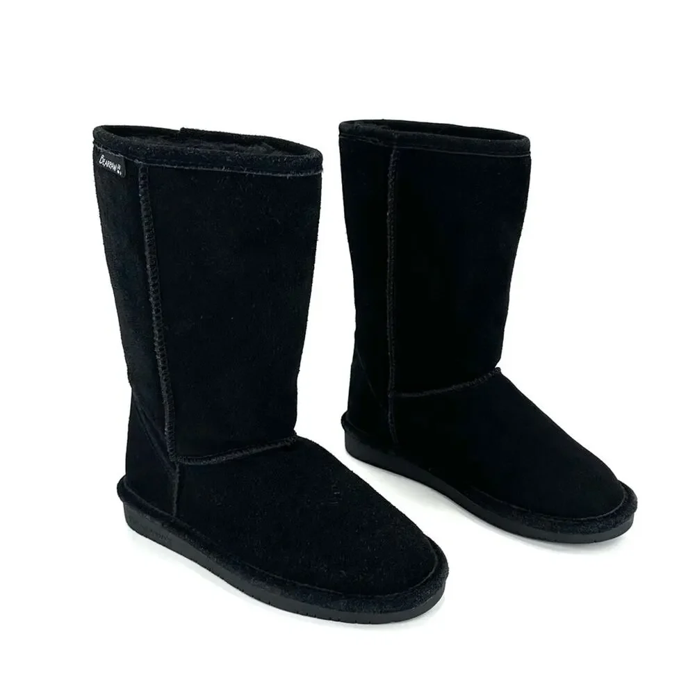 Bearpaw Emma Girls Black Winter Boot Size 4 Suede Waterproof Wool Lining Comfort